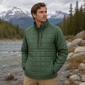 Lands' End‎ Mens Green Primaloft Puffer Jacket